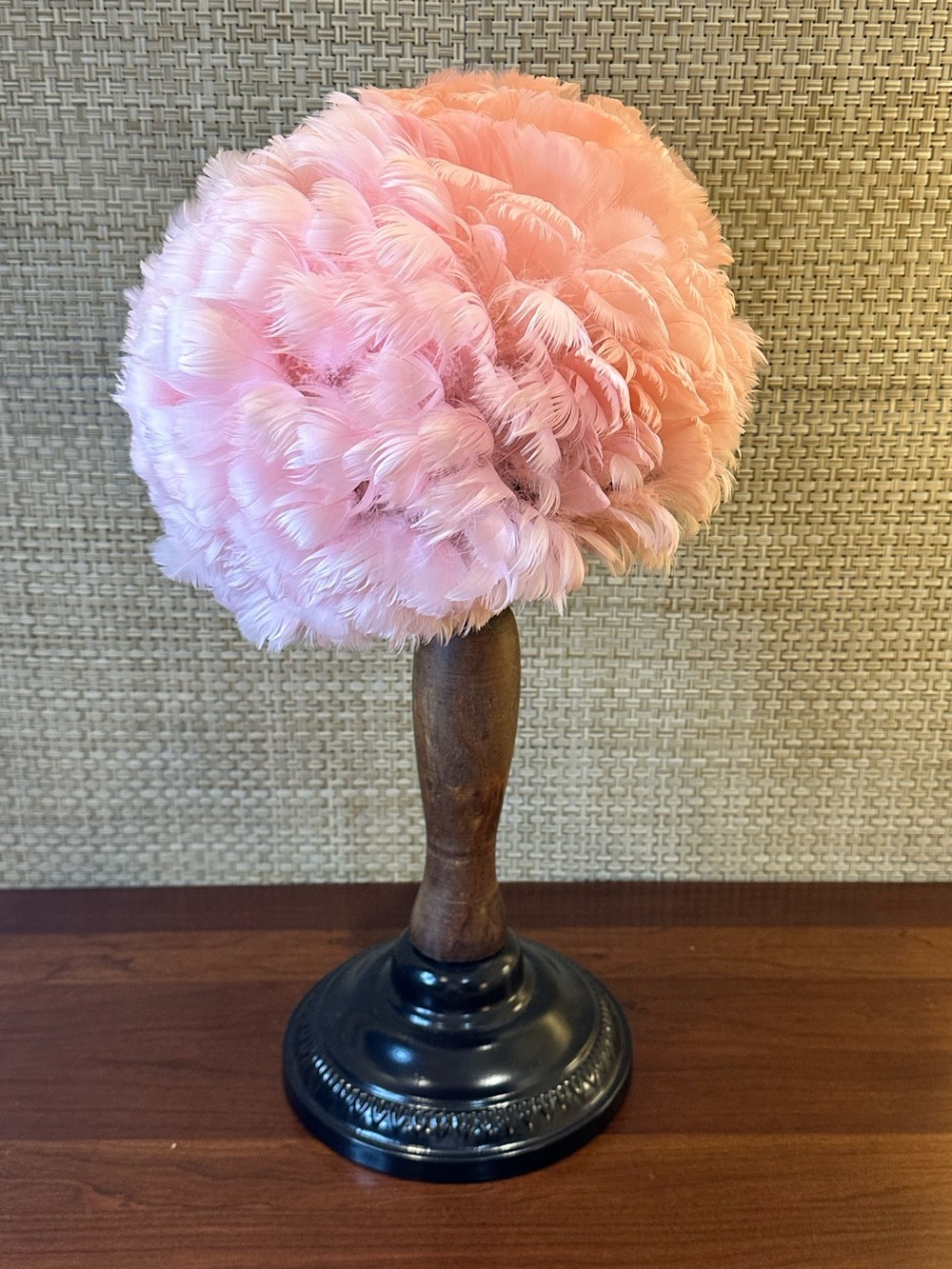 VTG 1950s-60s Rare Pink Marabou Feather Bubble Wig Hat Made in Yugoslavia - Picture 5 of 10